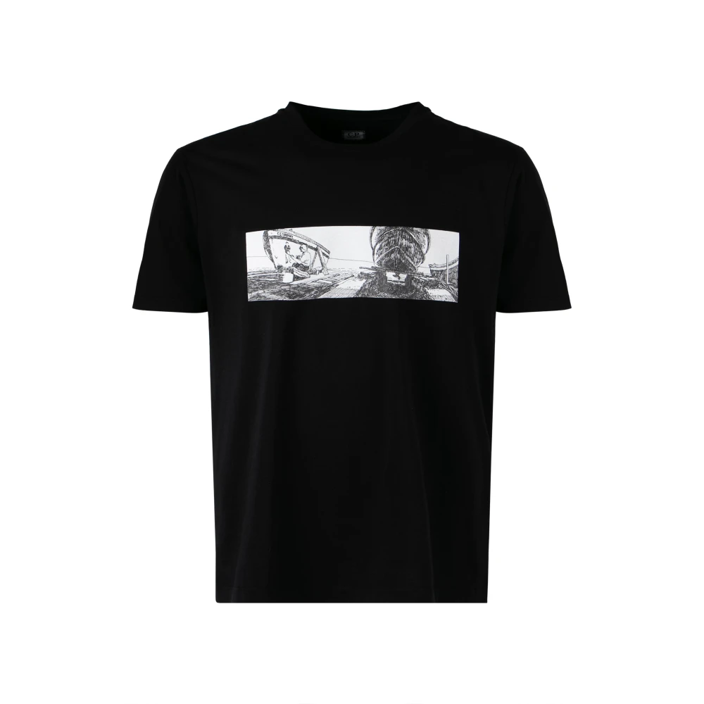 C.P. Company Katoenen T-shirt met voor- en achterprint Black Heren