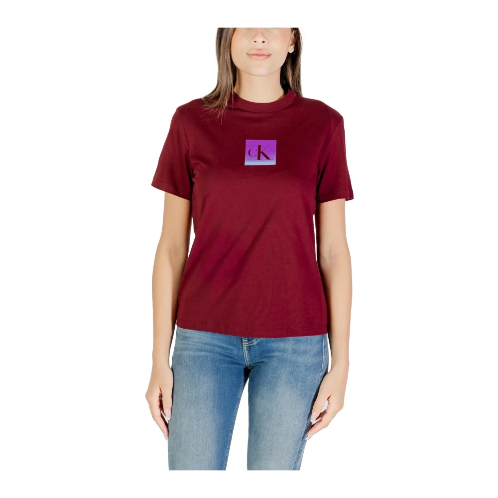 Calvin Klein Jeans Women's Bordeaux Cotton T-Shirt