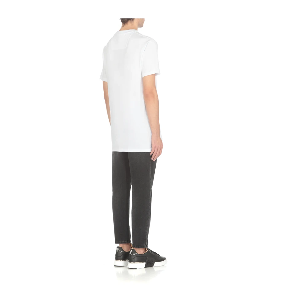 Philipp Plein Witte katoenen T-shirt met logo voor heren White Heren