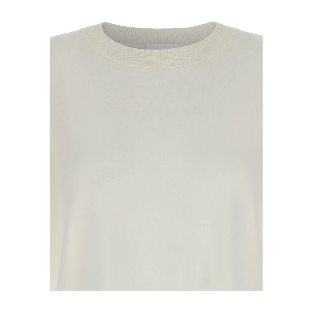 P.a.r.o.s.h. Witte Wol Zijde Mix Ronde Hals Sweater White Dames