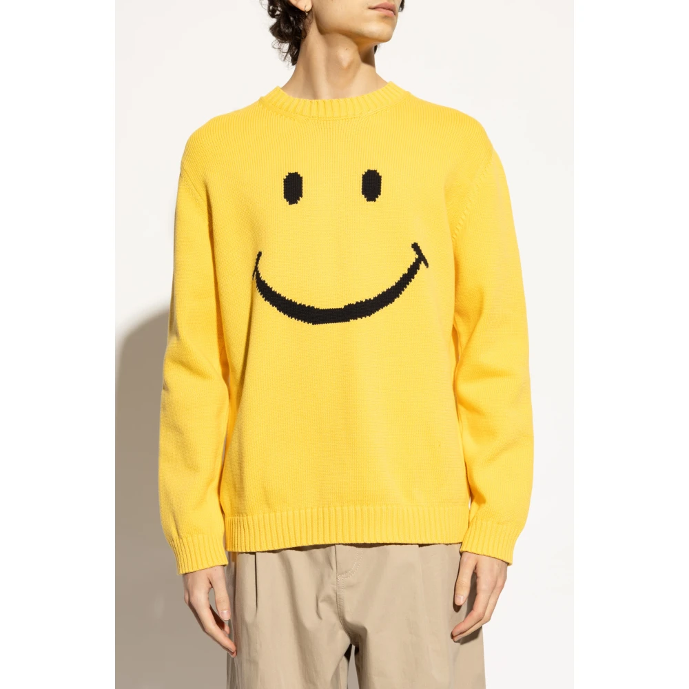 Moschino Gebreide trui met patroon Yellow Heren