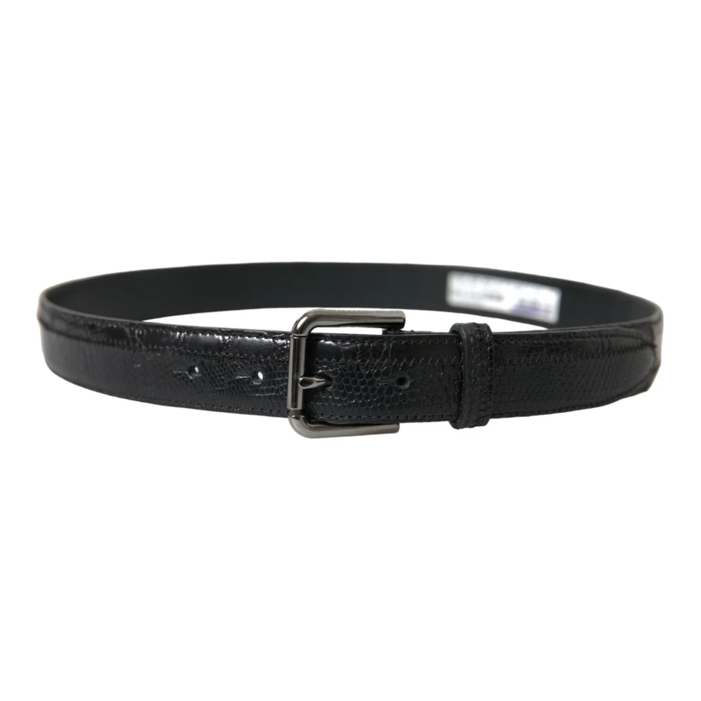 Dolce & Gabbana Elegante zwarte leren riem met metalen gesp Black Heren