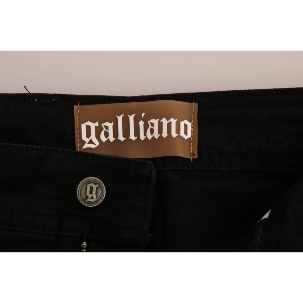 John Galliano Chique Zwarte Regular Fit Denim Jeans Black Dames