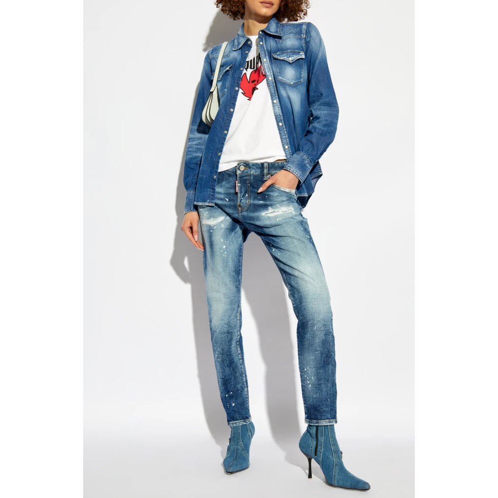 Dsquared2 Bedrukt T-shirt White Dames