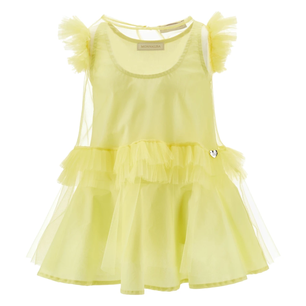 Monnalisa Girls Yellow Tulle Dress - Kids Occasion Wear - 6 Y - Kids