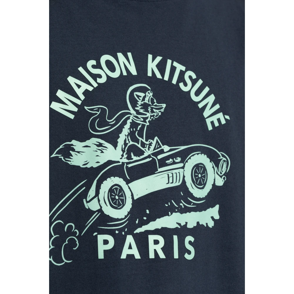 Maison Kitsuné T-shirt met logo Blue Heren