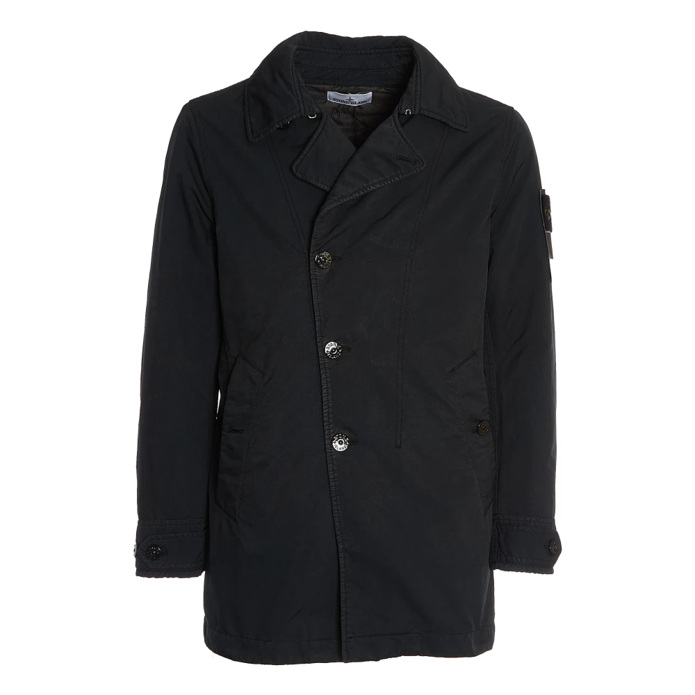 Stone Island Blå Kort Trenchcoat Aw24 Blue, Herr