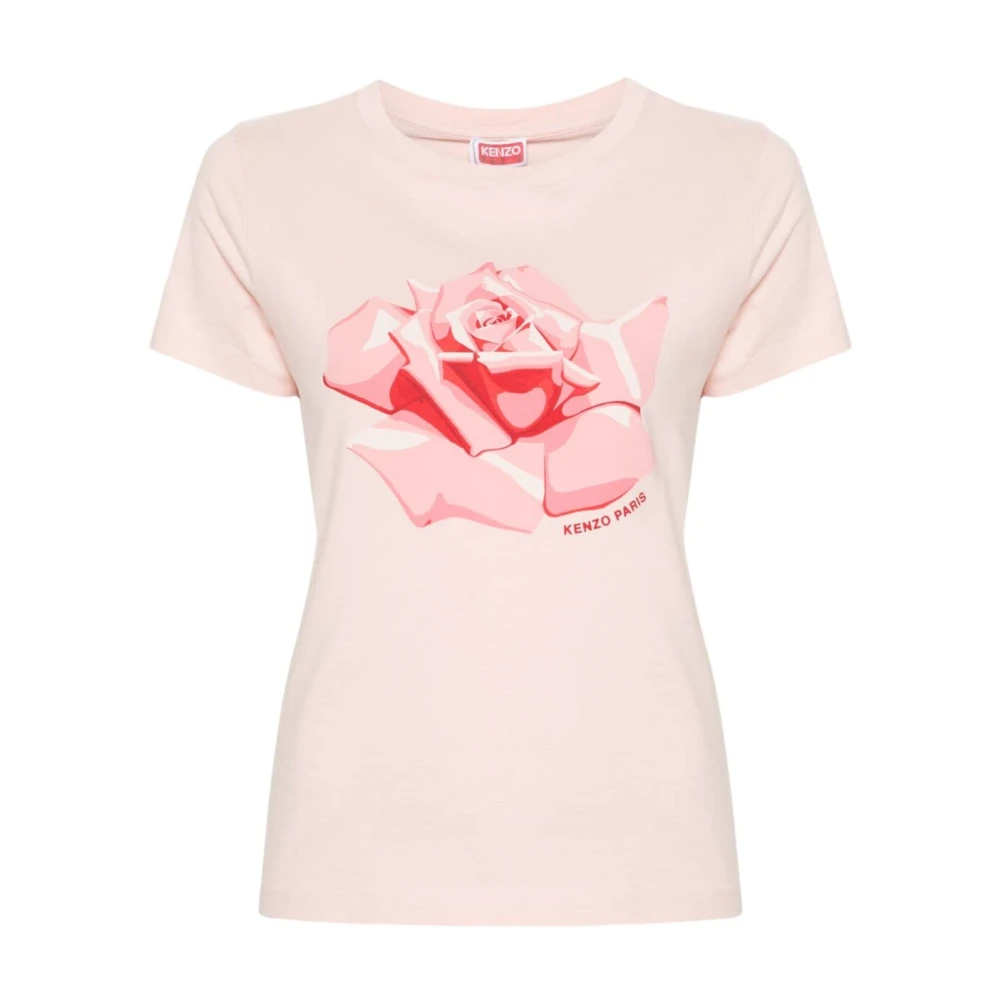 Kenzo Rose Pink Jersey Top met Logo Print Pink Dames