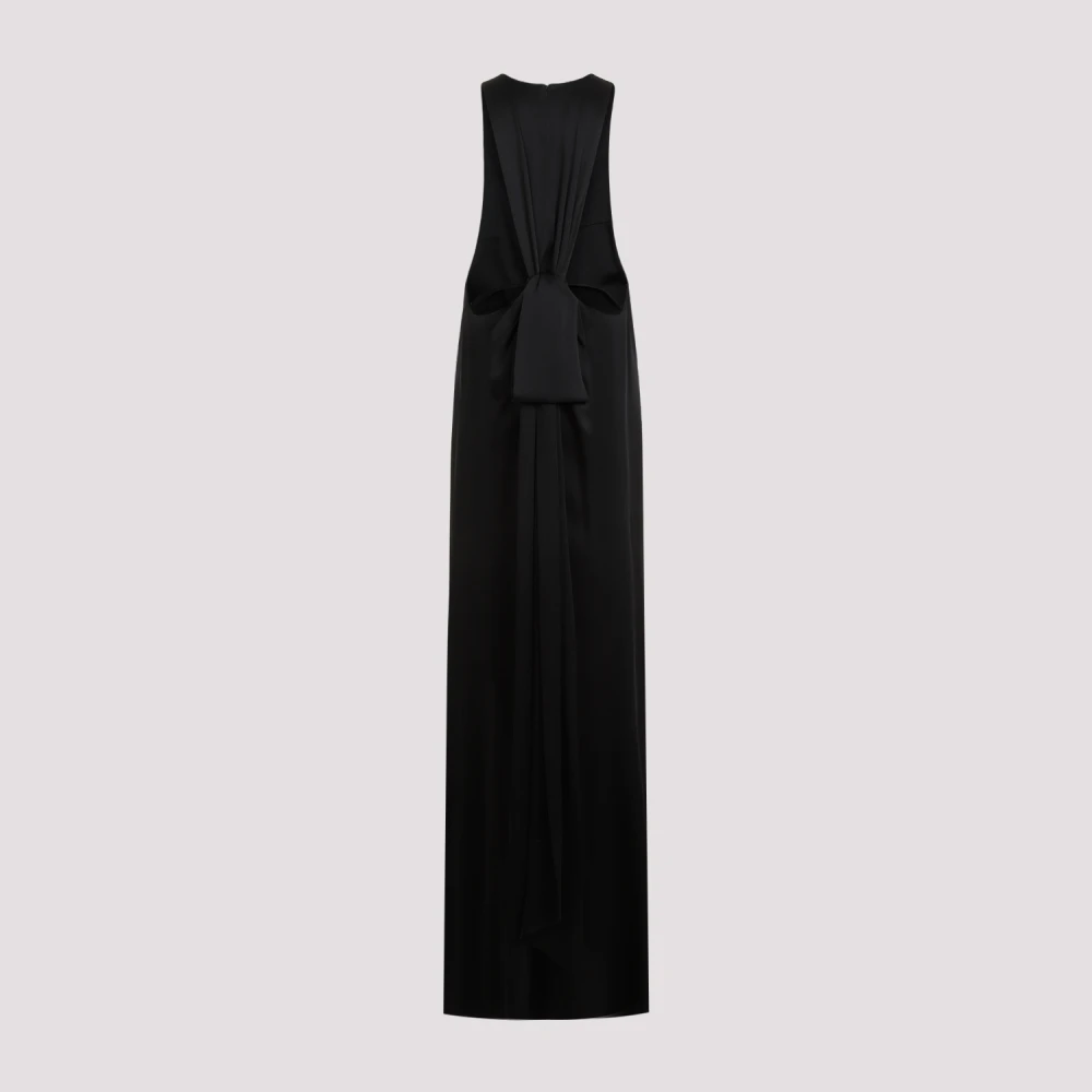 Saint Laurent Zwarte Acetaat Jurk met Mantelsleep Black Dames