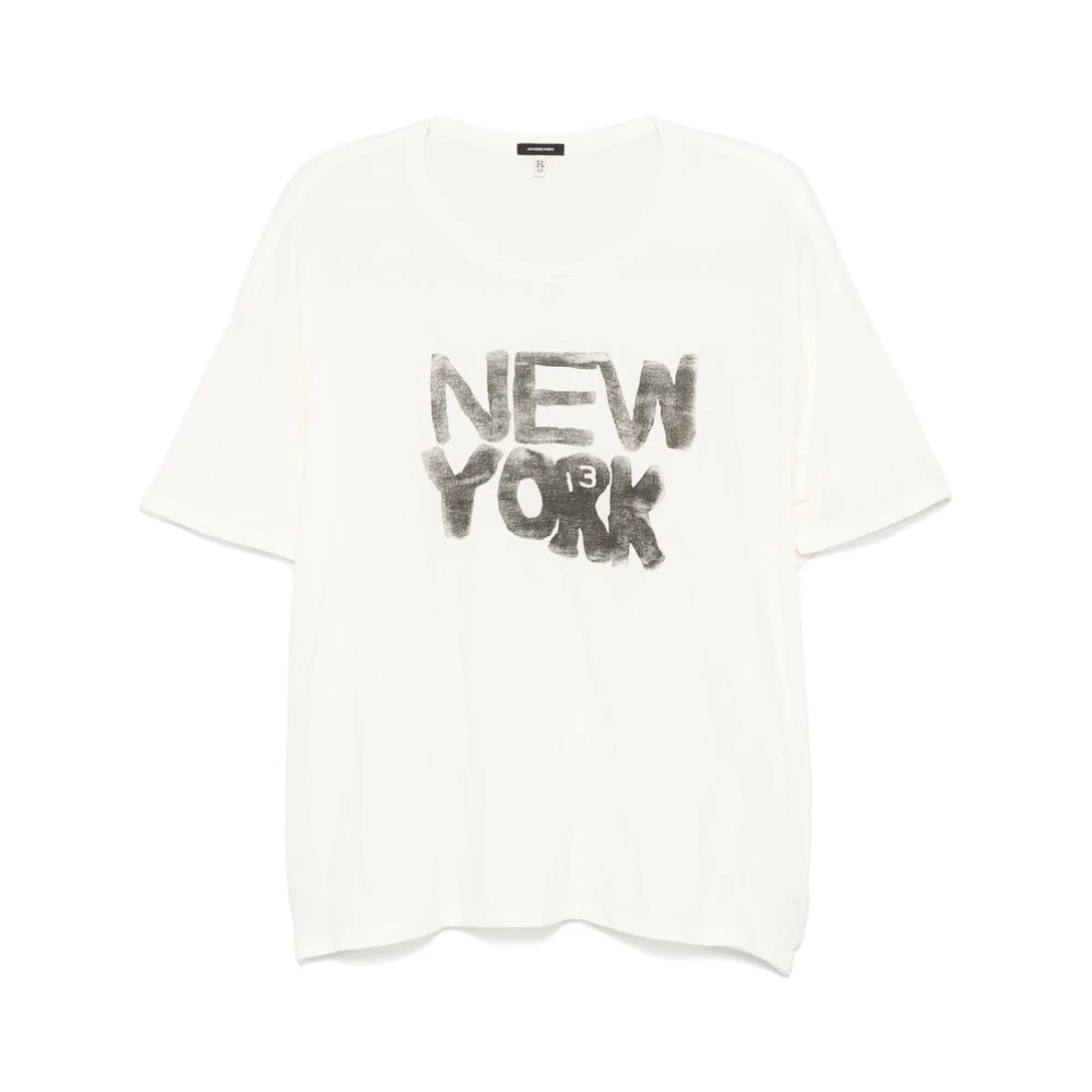 R13 Witte Crew Neck Drop Shoulder T-shirt White Heren