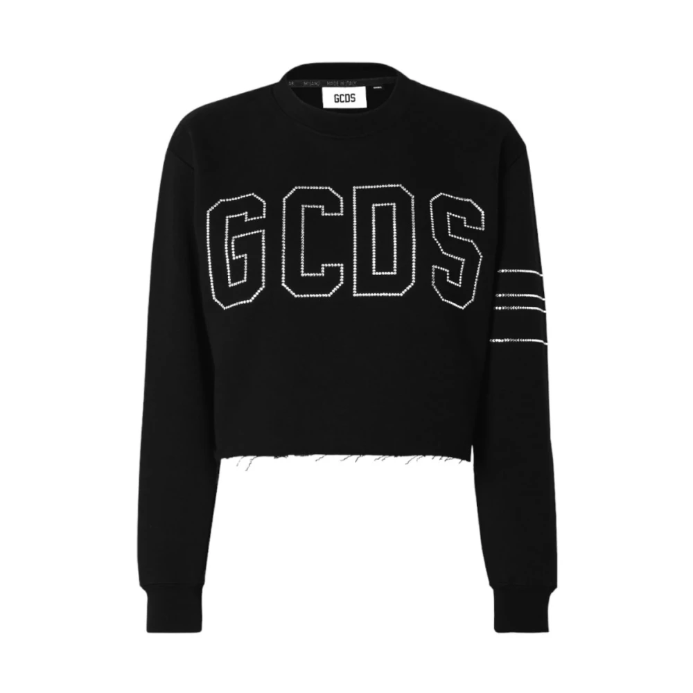 Gcds Dames Crop Sweatshirt met Logo Black Dames