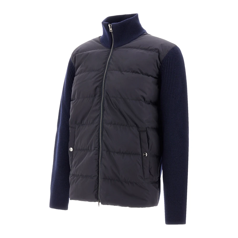 Herno Corn Cob Stitch wollen cardigan Blue Heren