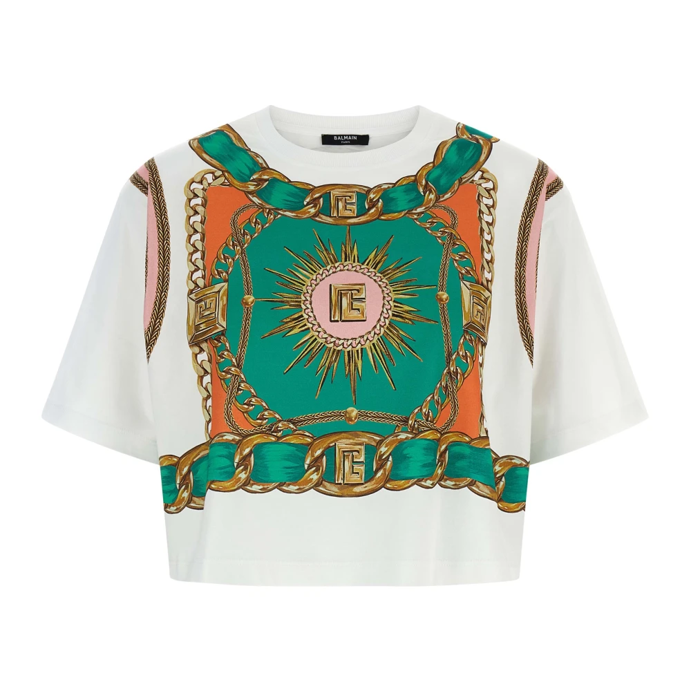 Balmain Multicolor Cropped T-Shirt - Female - T-Shirts - S - Tops