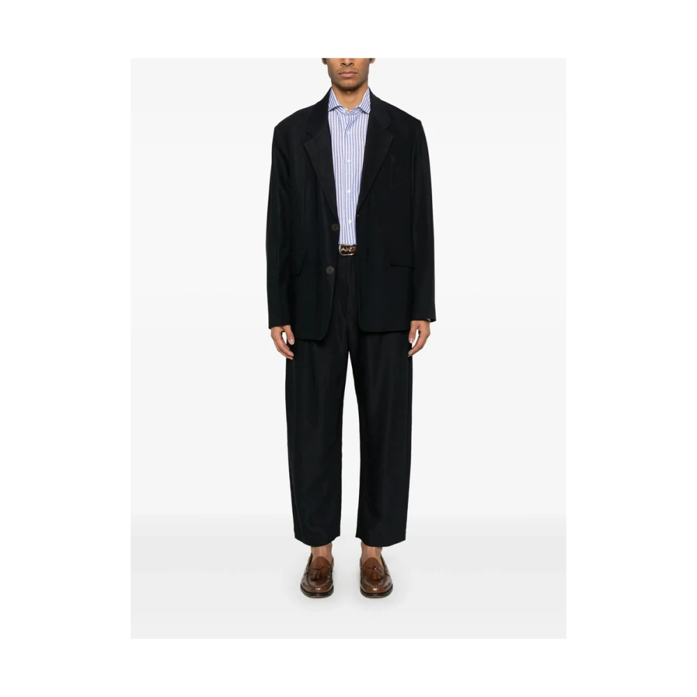 Barba Blauwe Button-Up Overhemd met Spreidkraag Blue Heren