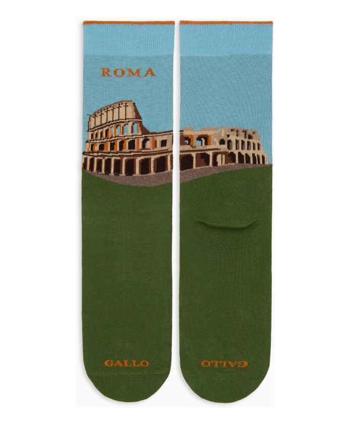 chaussettes-courtes-en-coton-pour-femmes-vertes-avec-motif-colisee-a-rome