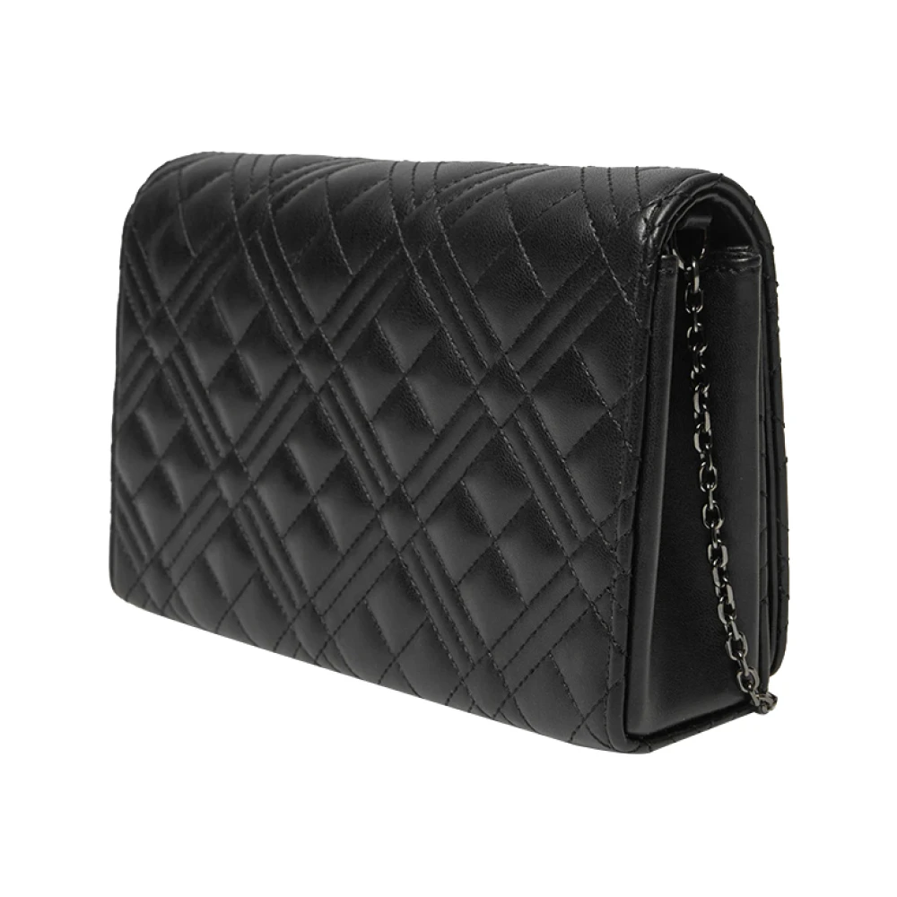 Moschino Zwarte schoudertas met gouden details Black Dames