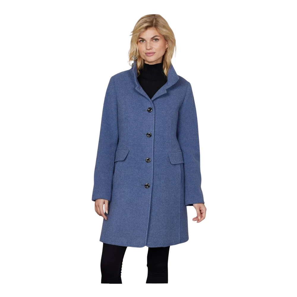 Junge Blue Single-Breasted Coats, Female, M, Timeless Feminine Coat - Dusty