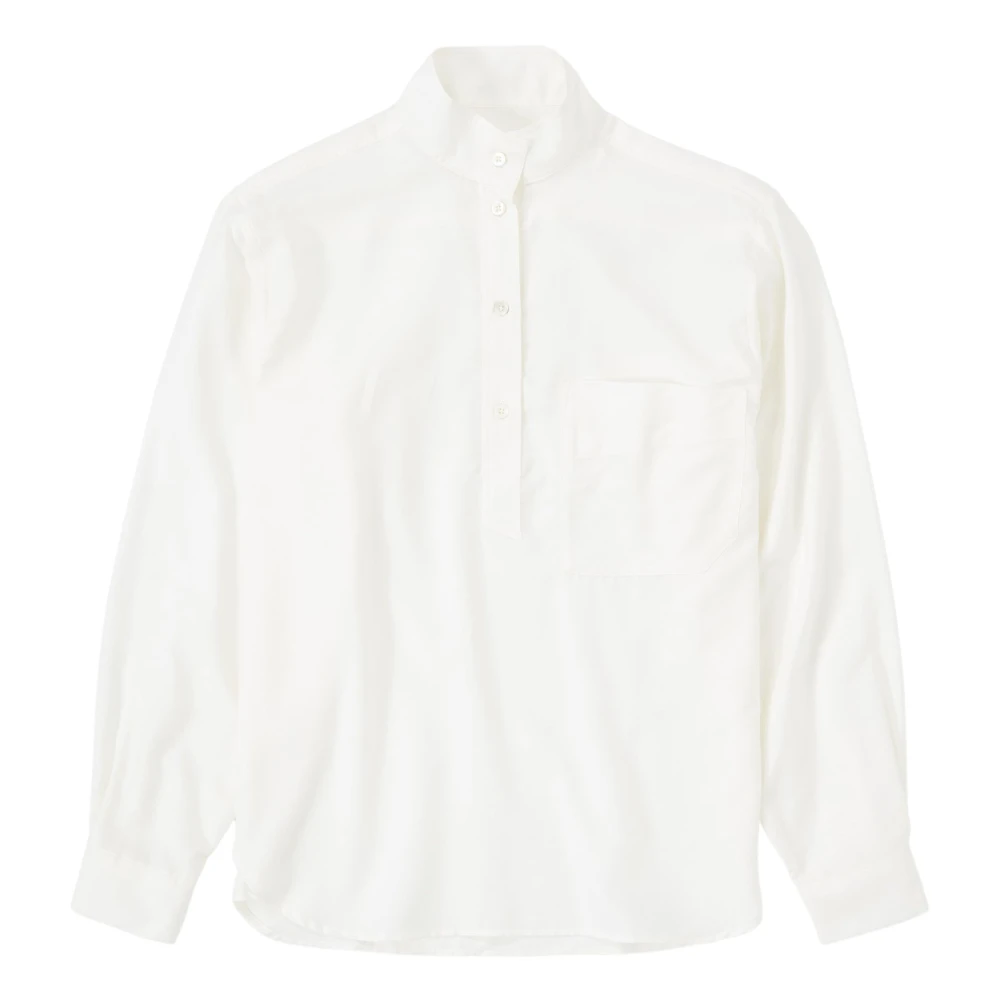 Closed Ecru Blouse met Opstaande Kraag Beige Dames