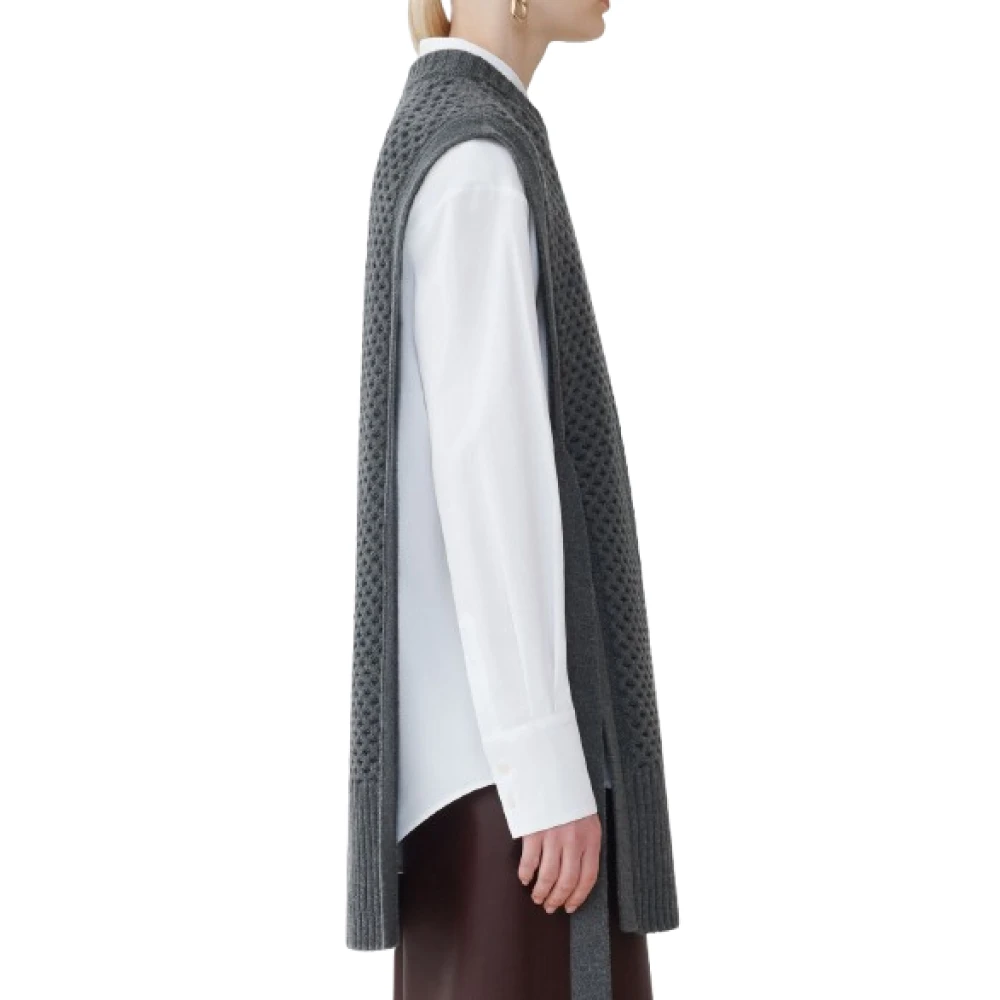 Fabiana Filippi Gebreide Mouwloze Crew Neck Vest Gray Dames