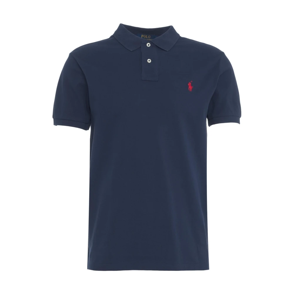 Polo Ralph Lauren Herr Blå Toppar L, Bomull, Pikétröja Med Stilren Broderad Logga