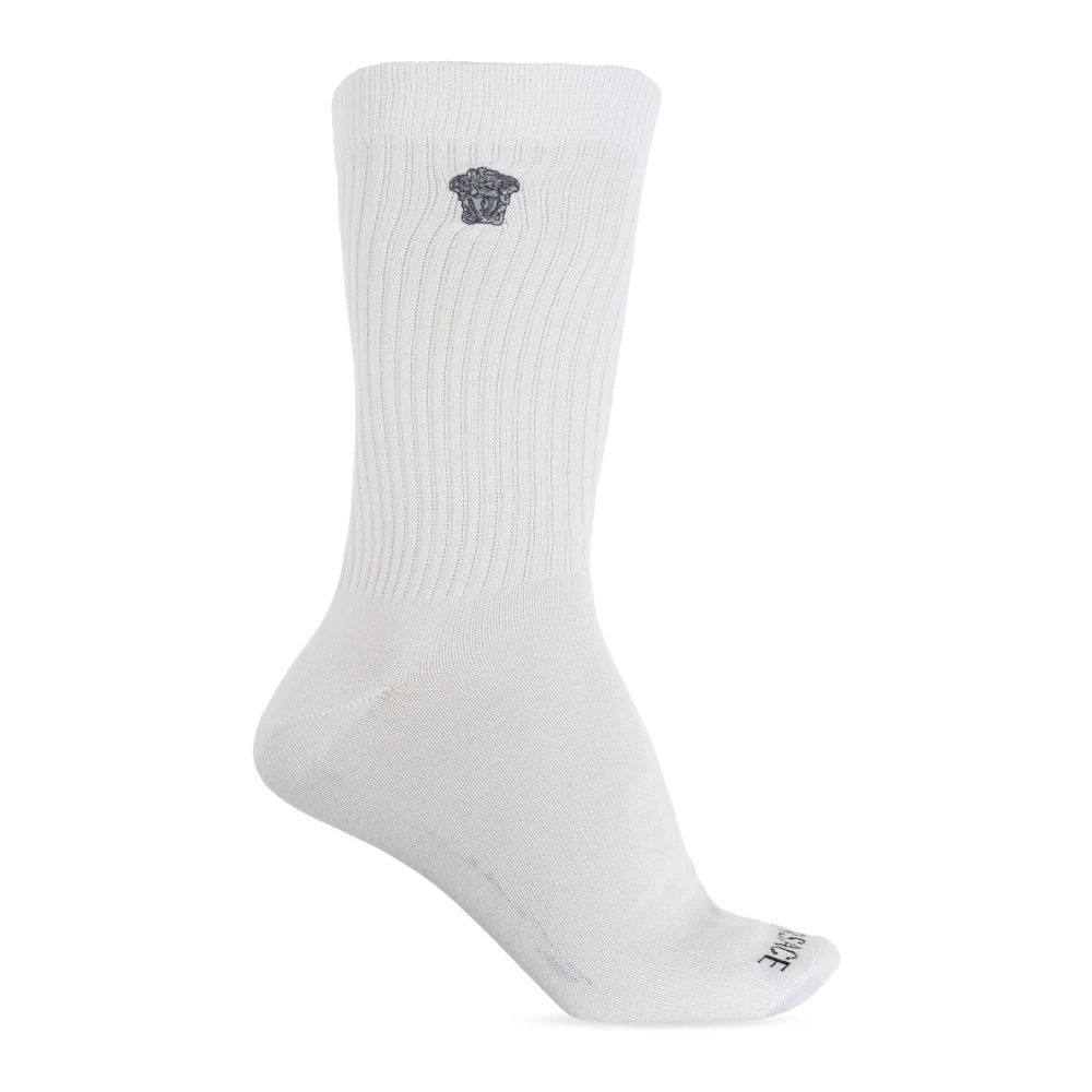 Versace Stretch Katoenmix Witte Sokken White Heren