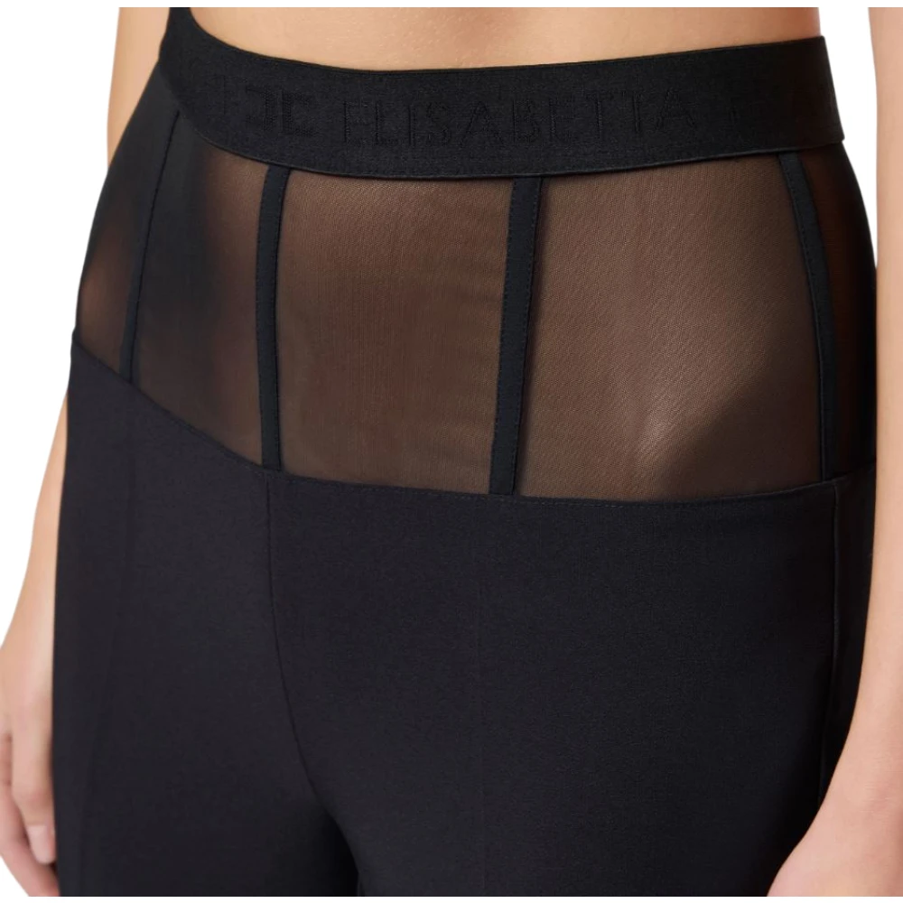 Elisabetta Franchi Zwarte Flared Broek Basque Tule Black Dames
