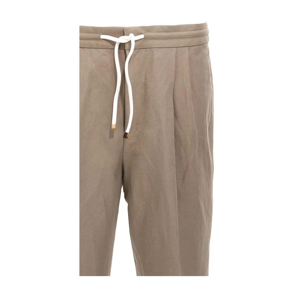 BRUNELLO CUCINELLI Elastische Trekkoord Broek Taupe Bruin Brown Heren