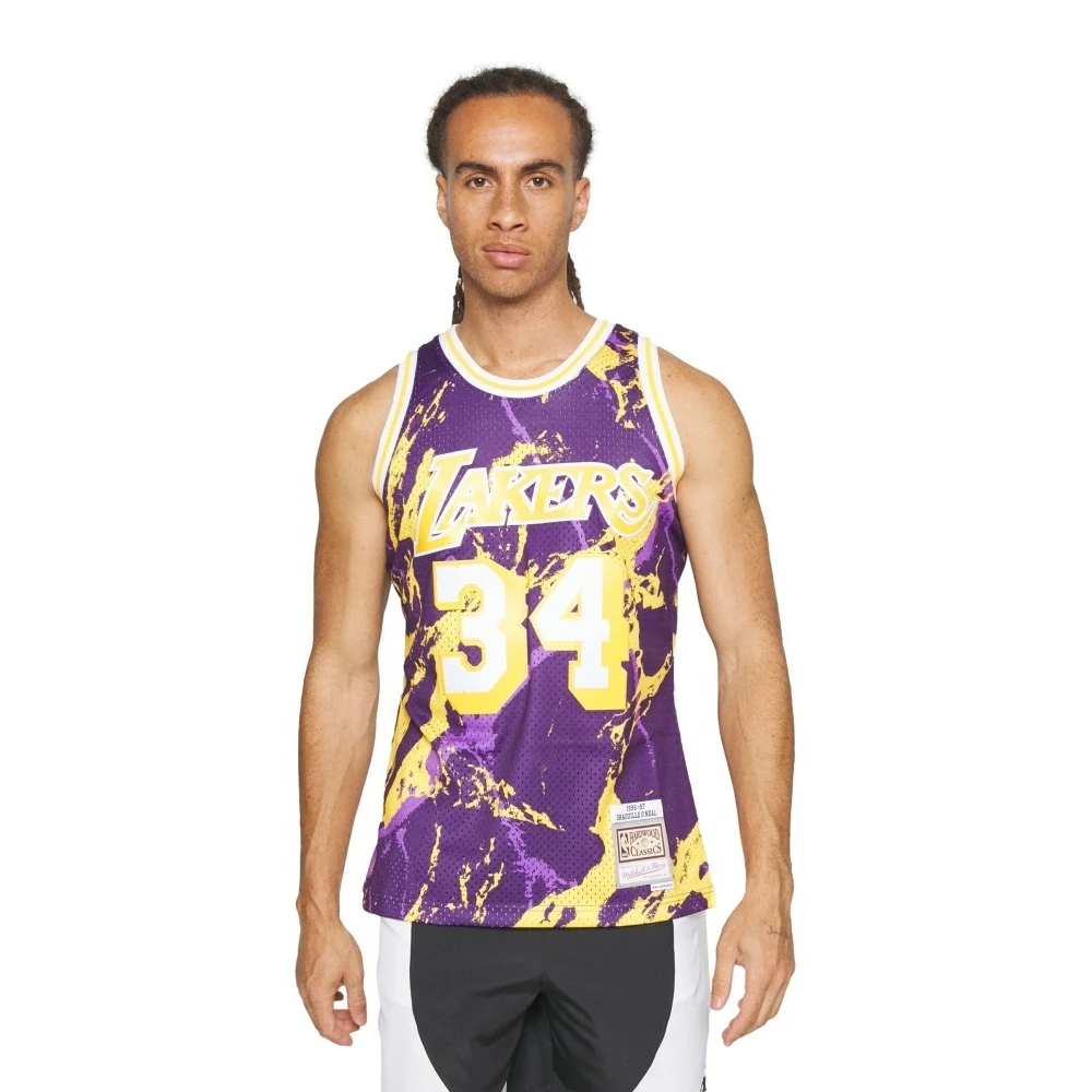 Mitchell & Ness Witte Lakers Doodle Swingman Jersey Purple Heren