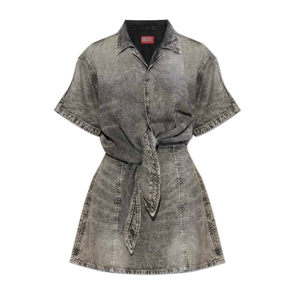 Diesel Kvinno Grå Klänningar Dam, S, Denim, Denim Dress