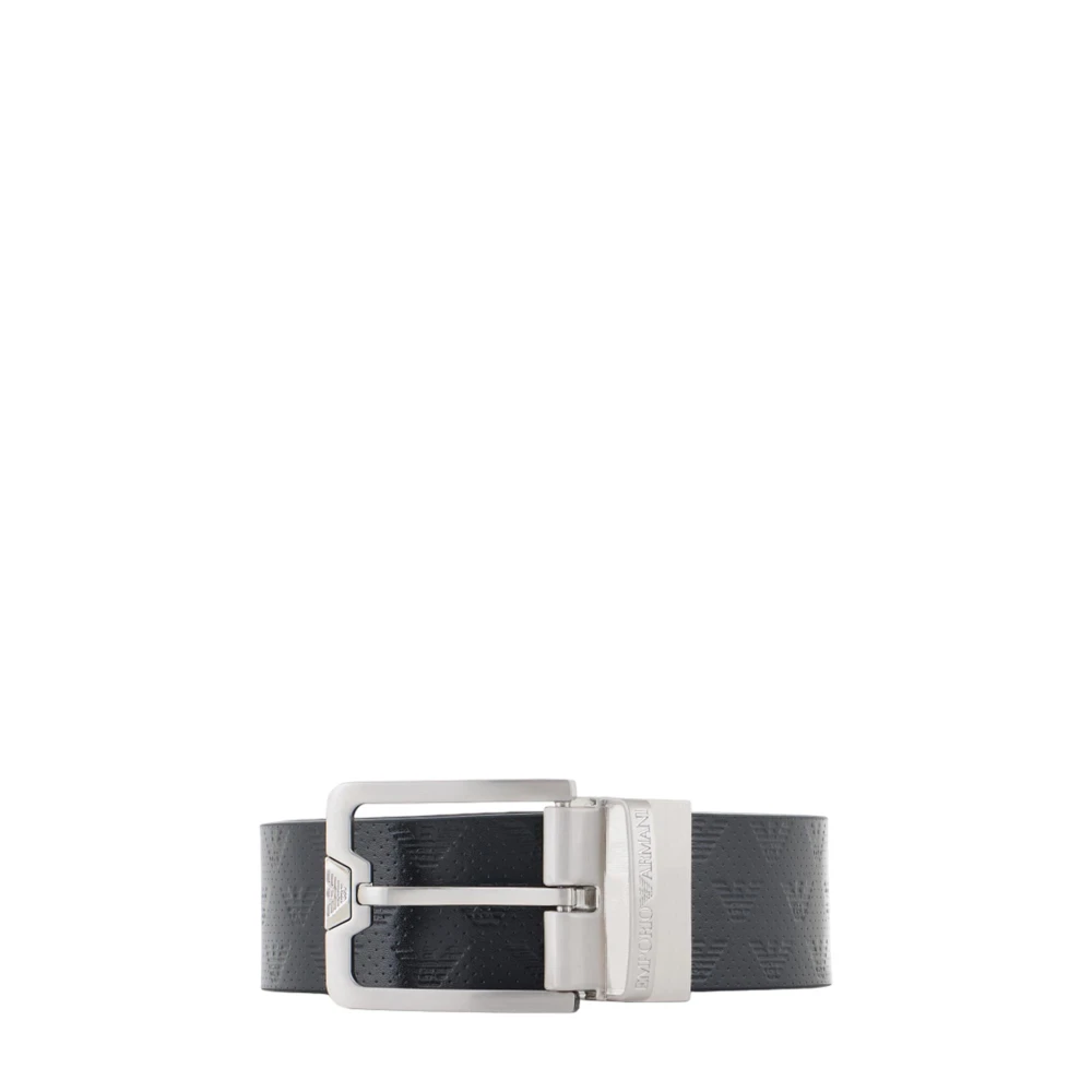 Emporio Armani Blue Leather Belt Made In Italy - Male - Belts - One Size - Accessories