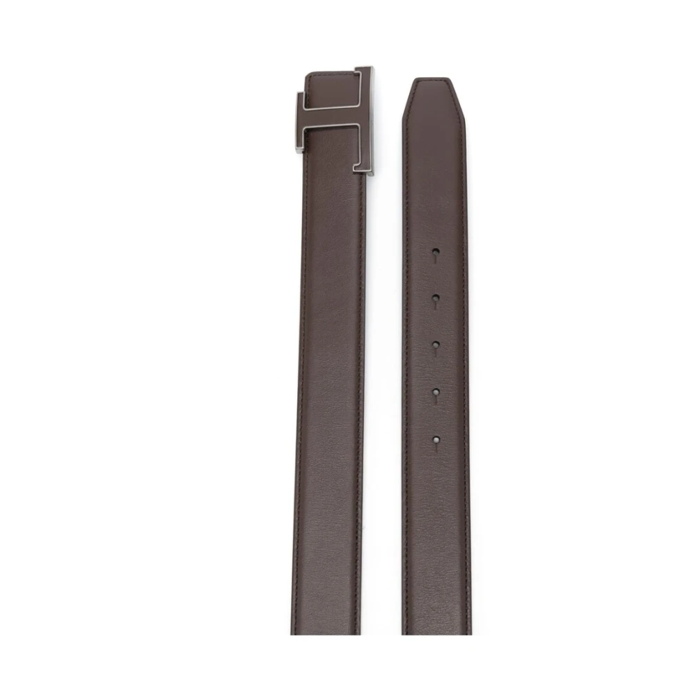 TOD'S Bruin Leren Logo Gesp Riem Brown Heren