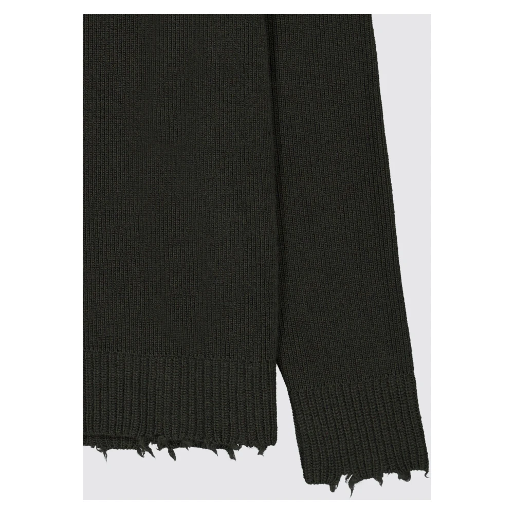 Laneus Turtleneck Sweater With Wool Breakages Green Heren