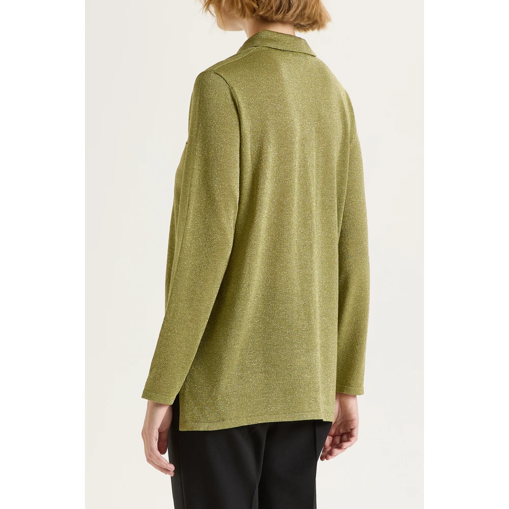 Maliparmi Glanzende Fluid Lurex Trui Green Dames