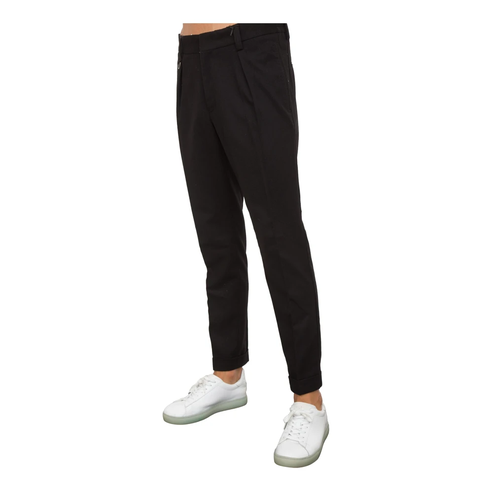 Paolo Pecora Zwarte Stoffen Broek Stijlvol Model Black Heren