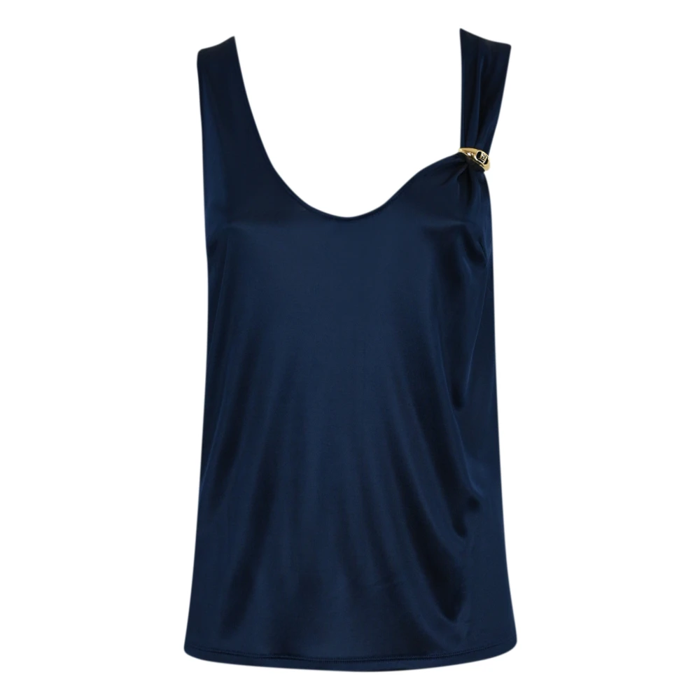 Elisabetta Franchi Blauwe Mouwloze Jersey Top Blue Dames