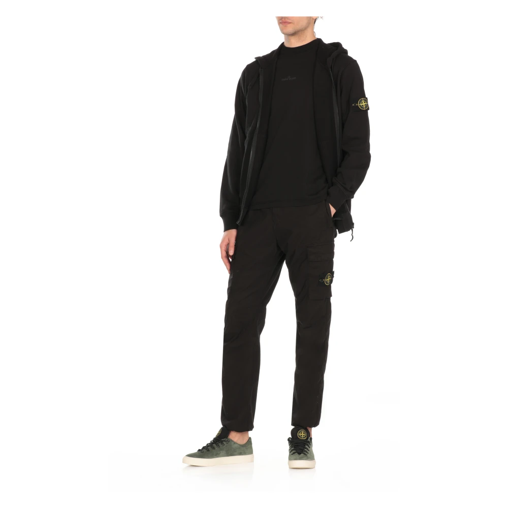 Stone Island Zwarte Katoenen Hoodie Black Heren