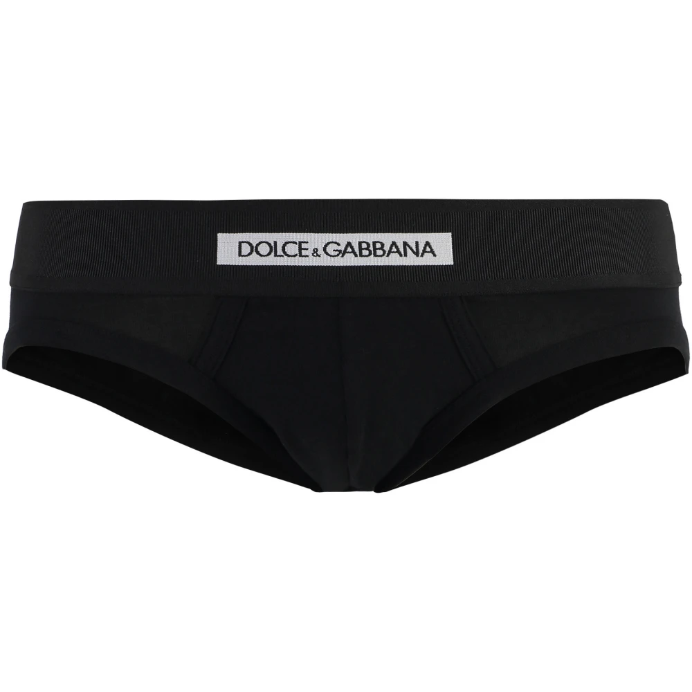 Dolce & Gabbana Elastische Briefs met Contrasterend Logo Black Heren