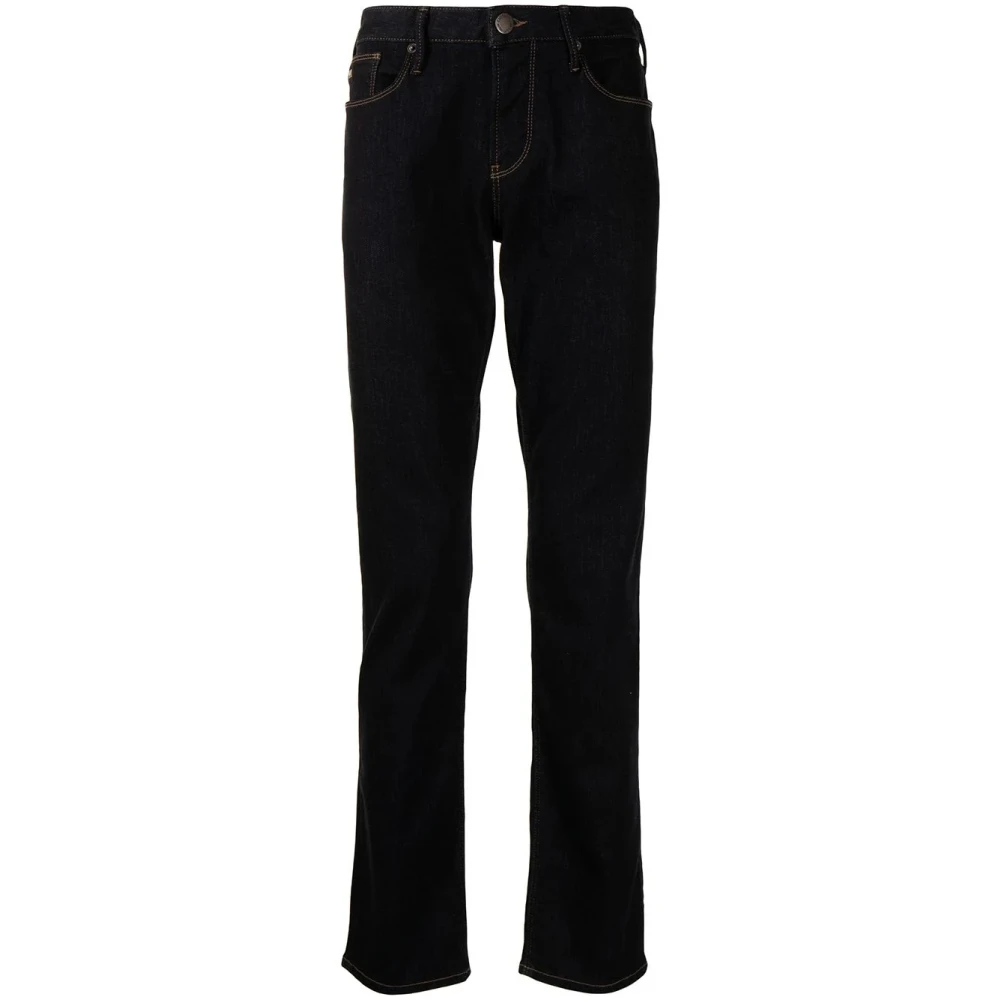 Emporio Armani Donkerblauwe Jeans met Contraststiksels Blue Heren