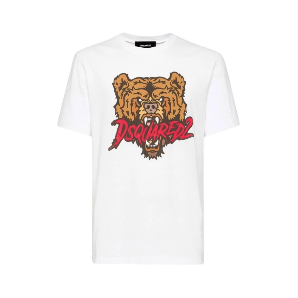 Dsquared2 Beer Print Ronde Hals T-shirt White Heren