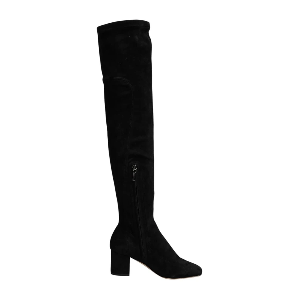 Dolce & Gabbana Women's Black Over-The-Knee Boots, 3 Uk, Suede Zipper Knee High Boots