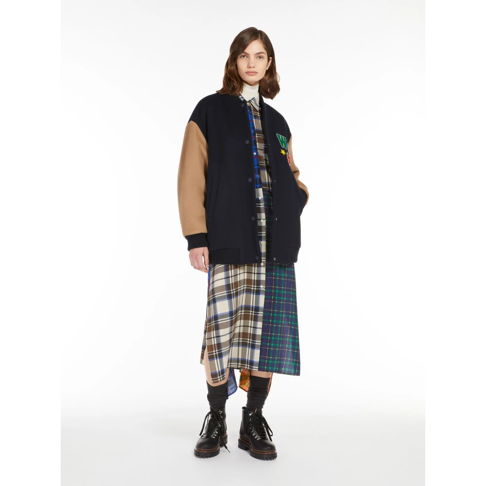 Max Mara Weekend Wollen Bomberjack met Geribbelde Kraag Multicolor Dames