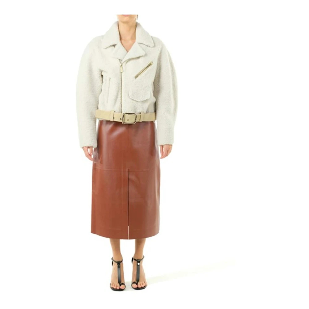 Chloé Nep Bontjas met Leren Details Beige Dames