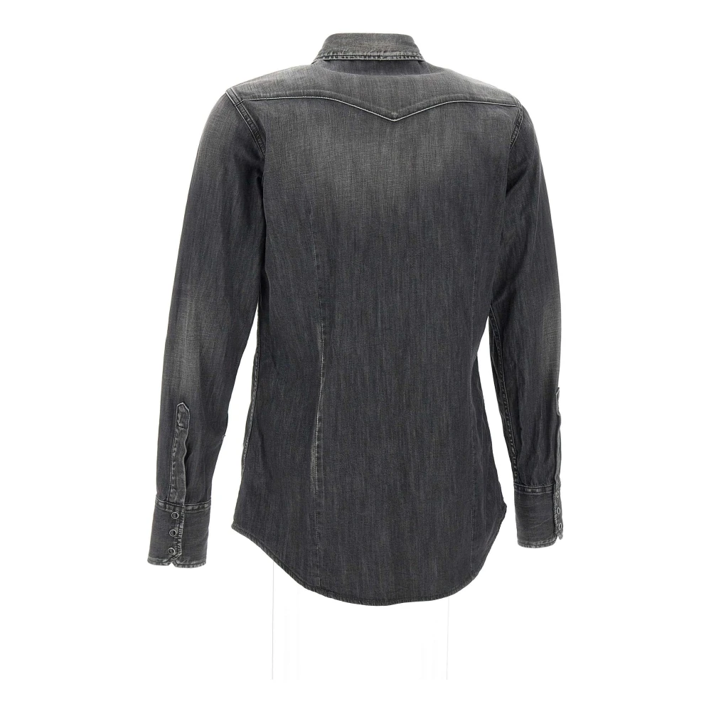 Dsquared2 Zwarte Western Denim Overhemd Black Heren