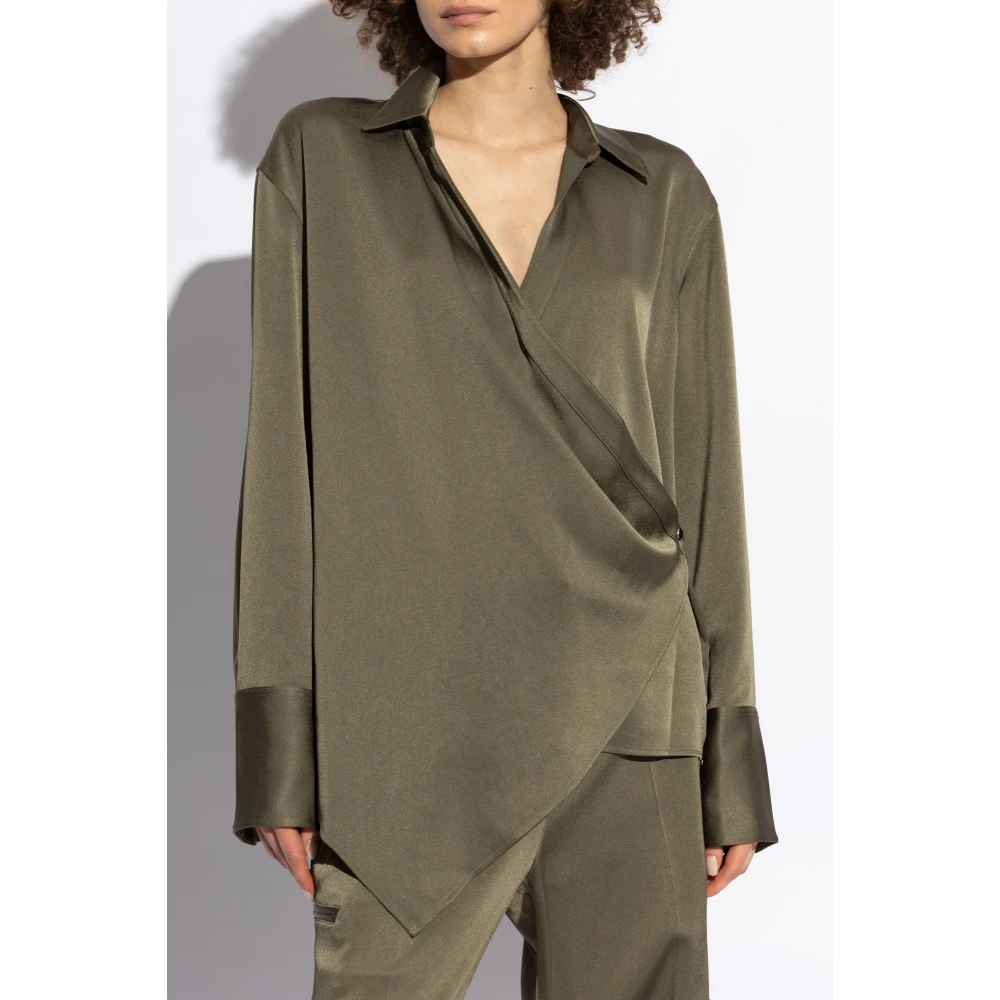 Helmut Lang Losvallend overhemd Green Dames
