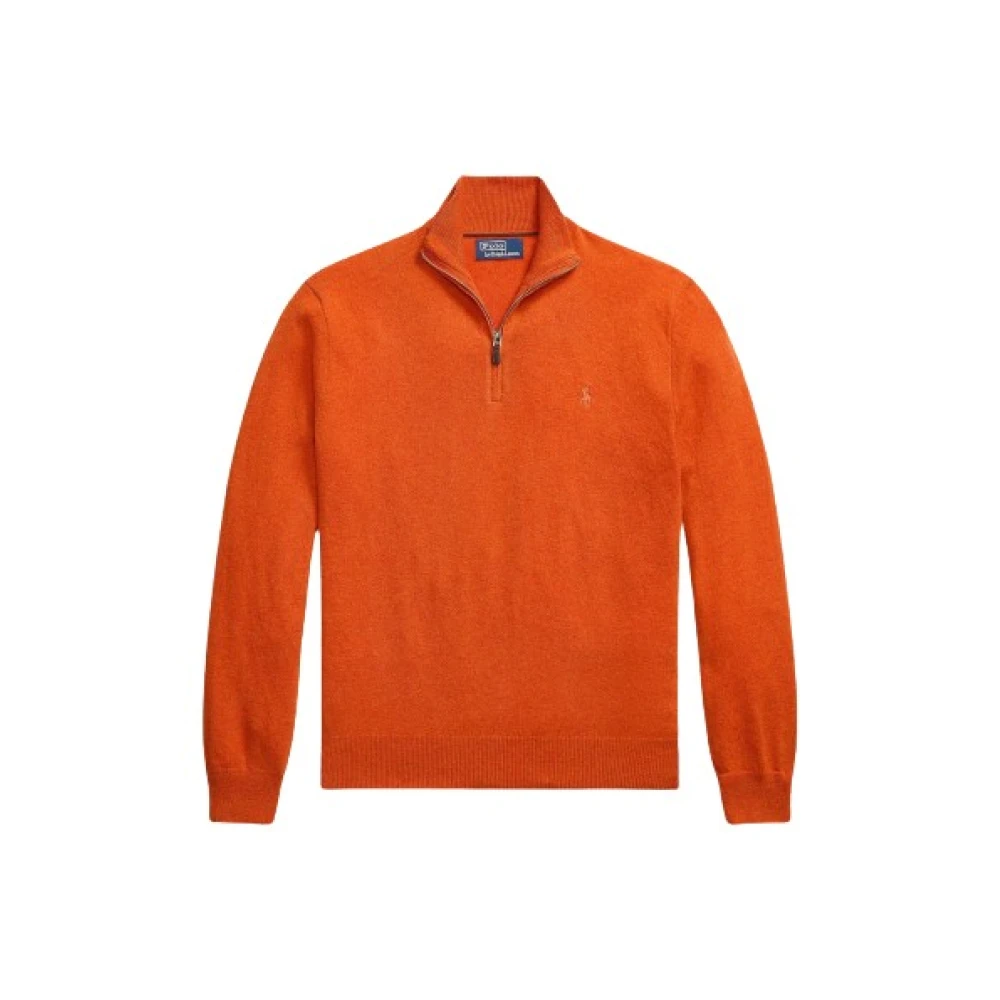 Polo Ralph Lauren Herr Orange Stickade Tröjor Xl, Mocka, Pull Camionneur Demi-Zip