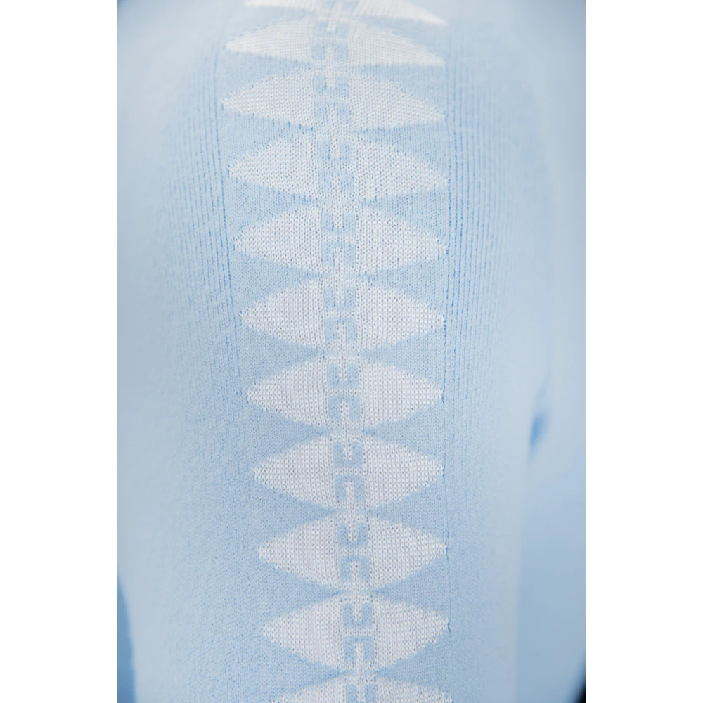 Elisabetta Franchi Logo Gebreide Top Korte Mouw Blue Dames