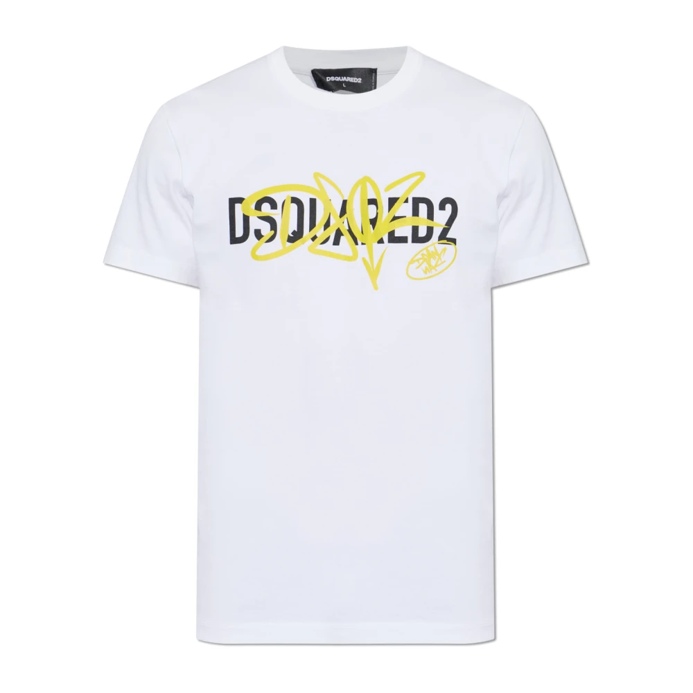 Dsquared2 White Logo-Printed T-Shirt - Male - T-Shirts - Xl - Tops