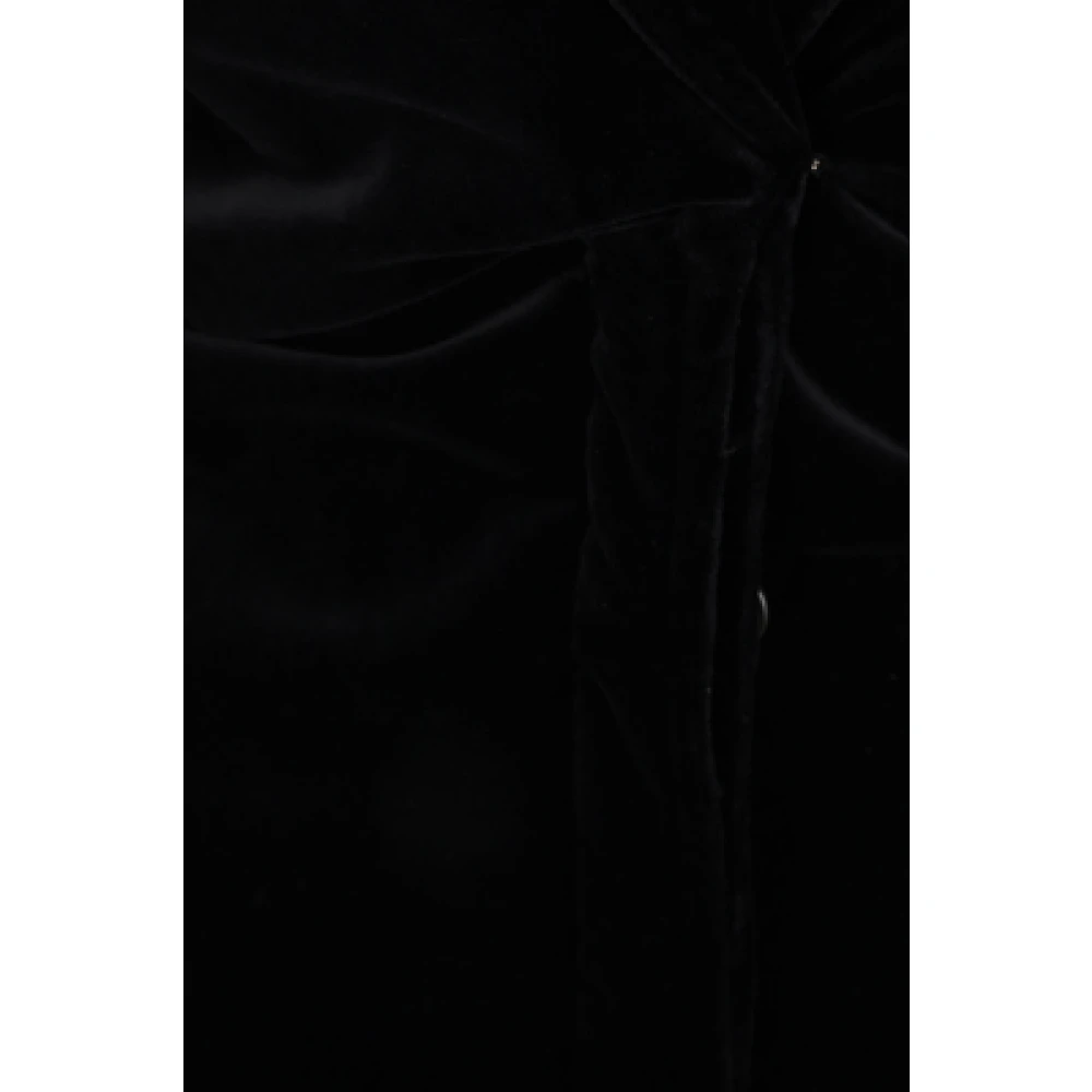 Tom Ford Zwarte fluwelen midi-jurk met gewatteerde schouders en ritssluiting Black Dames