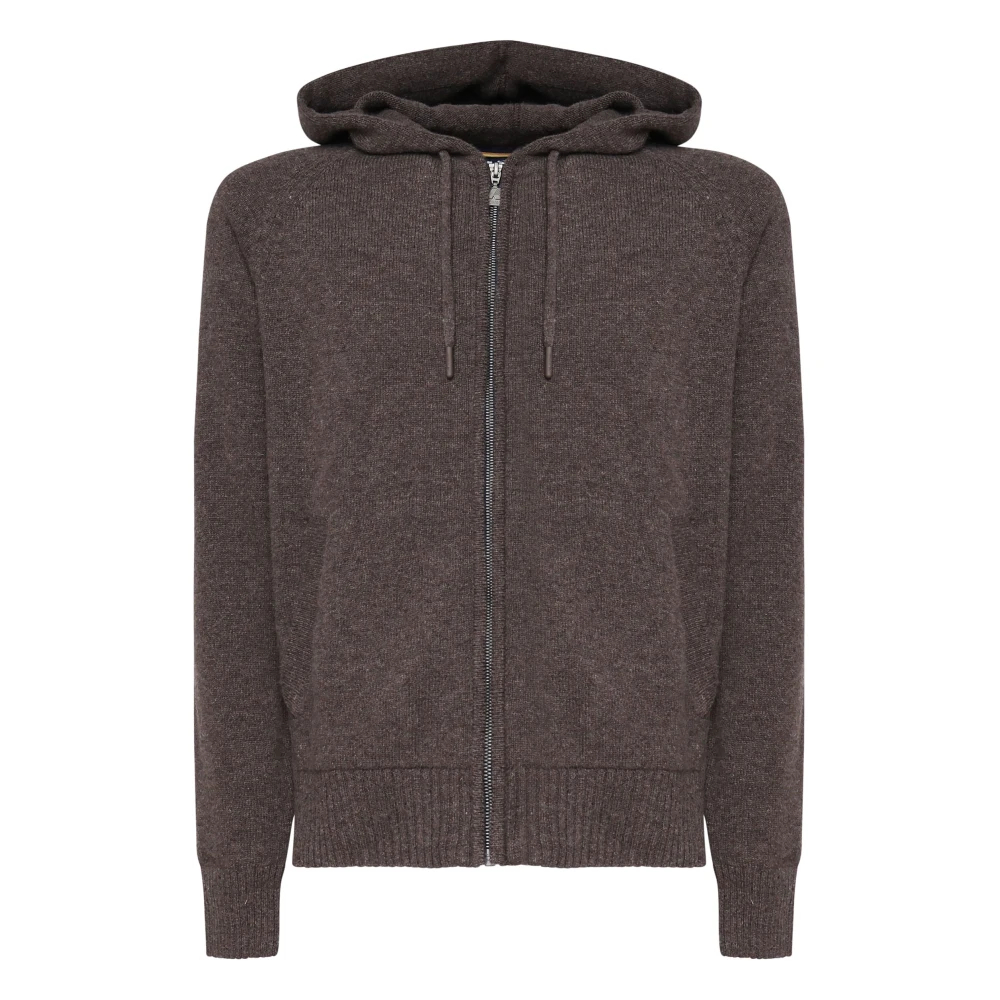 K-way Donkerbruine Wollen Hoodie met Rits Brown Heren