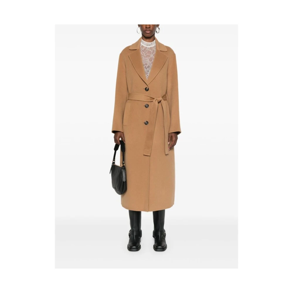 pinko Wollen jas met brede revers Brown Dames